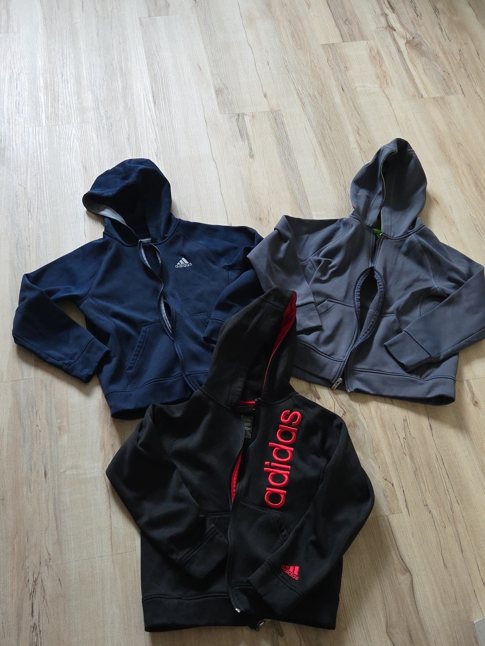 adidas Kids Hoodie Trio in Black, Navy & Gray